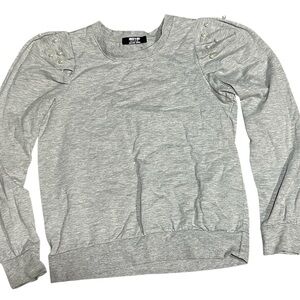 Jolie & Joy Women’s Gray Puff Shoulder Sweatshirt with beads detail Sz Medium